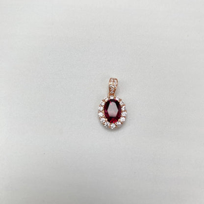 Natural Pyrope Garnet Pendant · 18K Gold-Plated 925 Sterling Silver