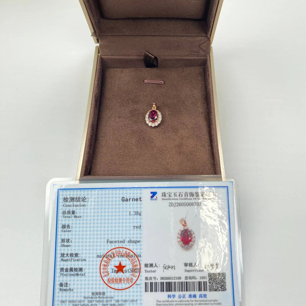 Natural Pyrope Garnet Pendant · 18K Gold-Plated 925 Sterling Silver