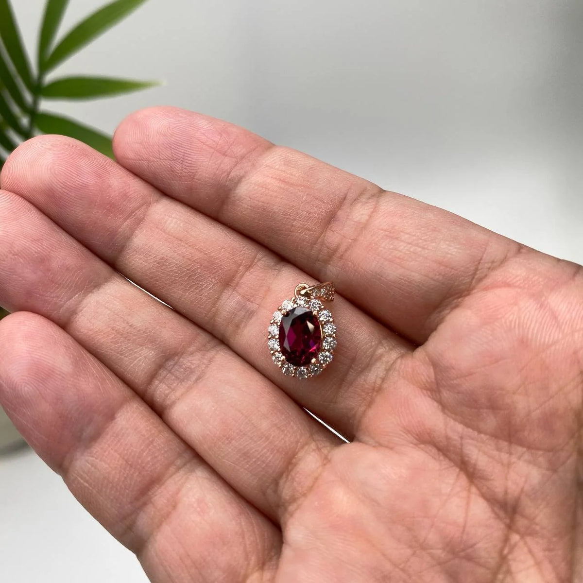 Natural Pyrope Garnet Pendant · 18K Gold-Plated 925 Sterling Silver