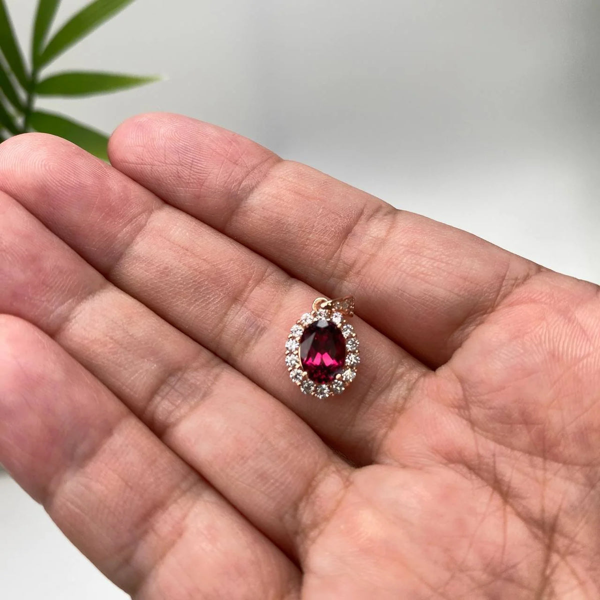 Natural Pyrope Garnet Pendant · 18K Gold-Plated 925 Sterling Silver