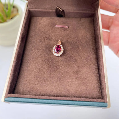 Natural Pyrope Garnet Pendant · 18K Gold-Plated 925 Sterling Silver