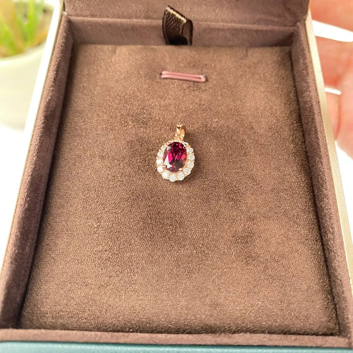 Natural Pyrope Garnet Pendant · 18K Gold-Plated 925 Sterling Silver