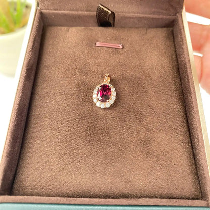 Natural Pyrope Garnet Pendant · 18K Gold-Plated 925 Sterling Silver