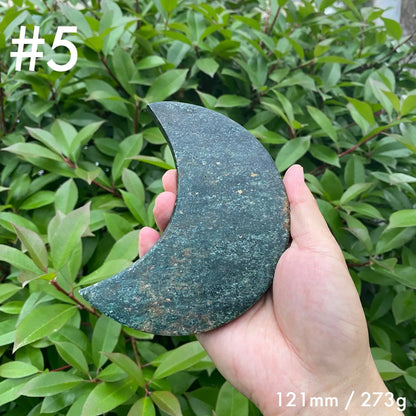 Natural Green Mica Moon Carving