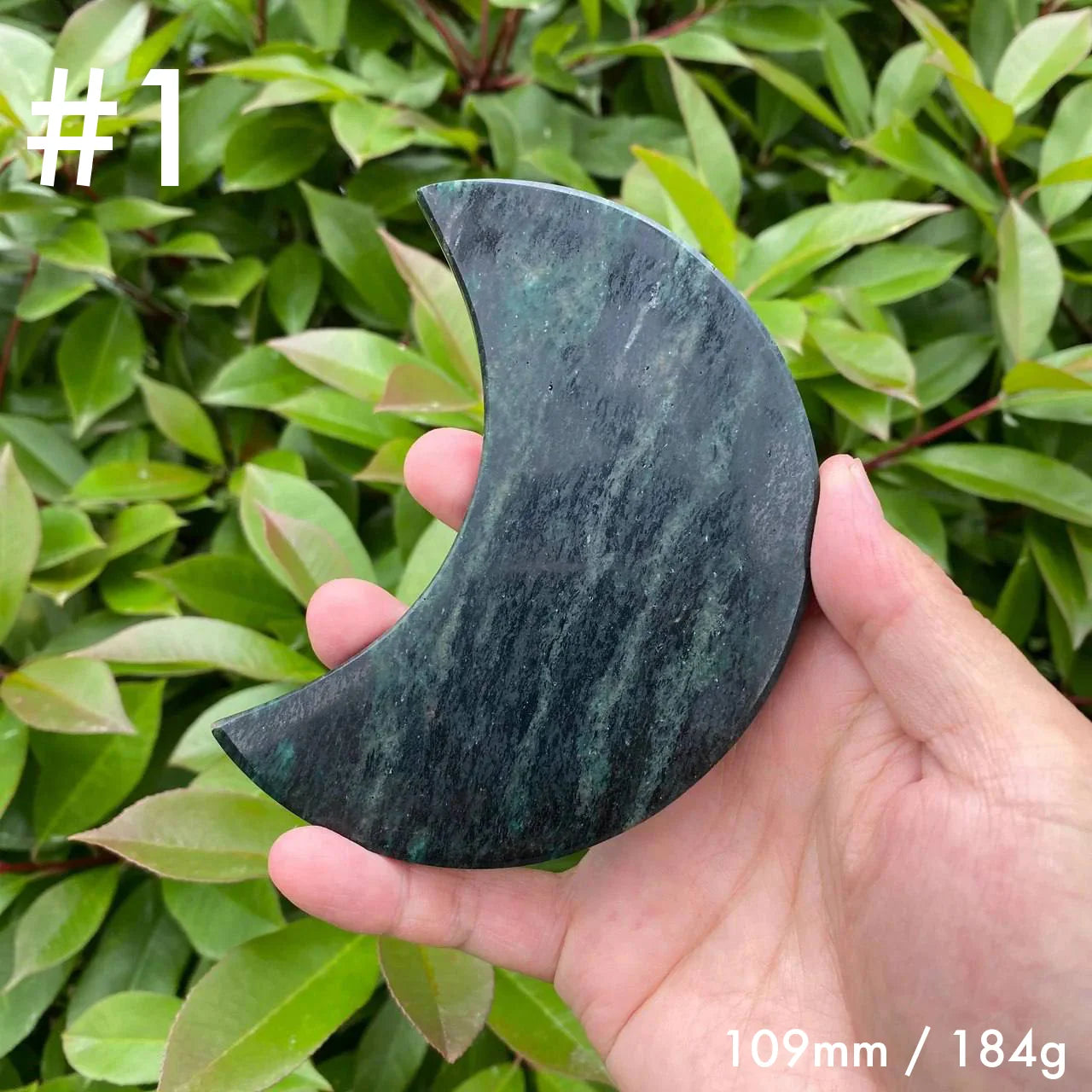 Natural Green Mica Moon Carving