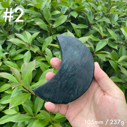 Natural Green Mica Moon Carving