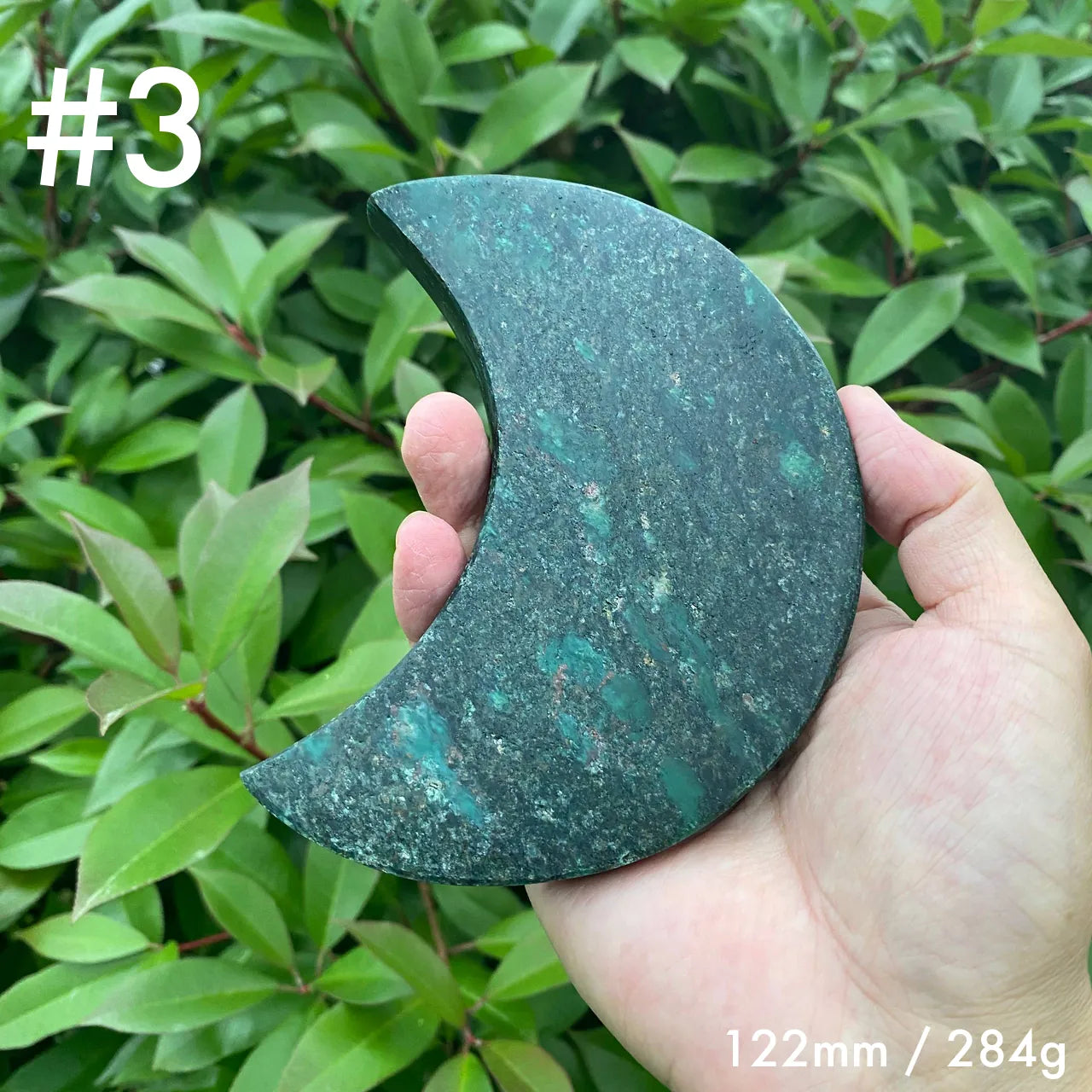 Natural Green Mica Moon Carving