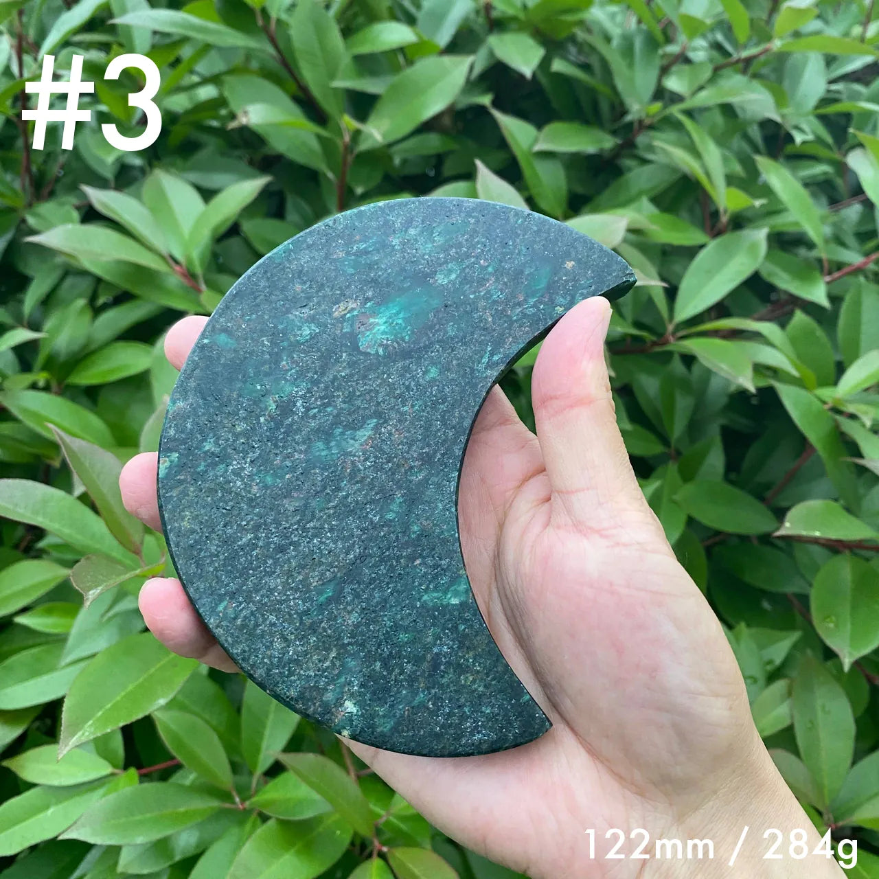 Natural Green Mica Moon Carving