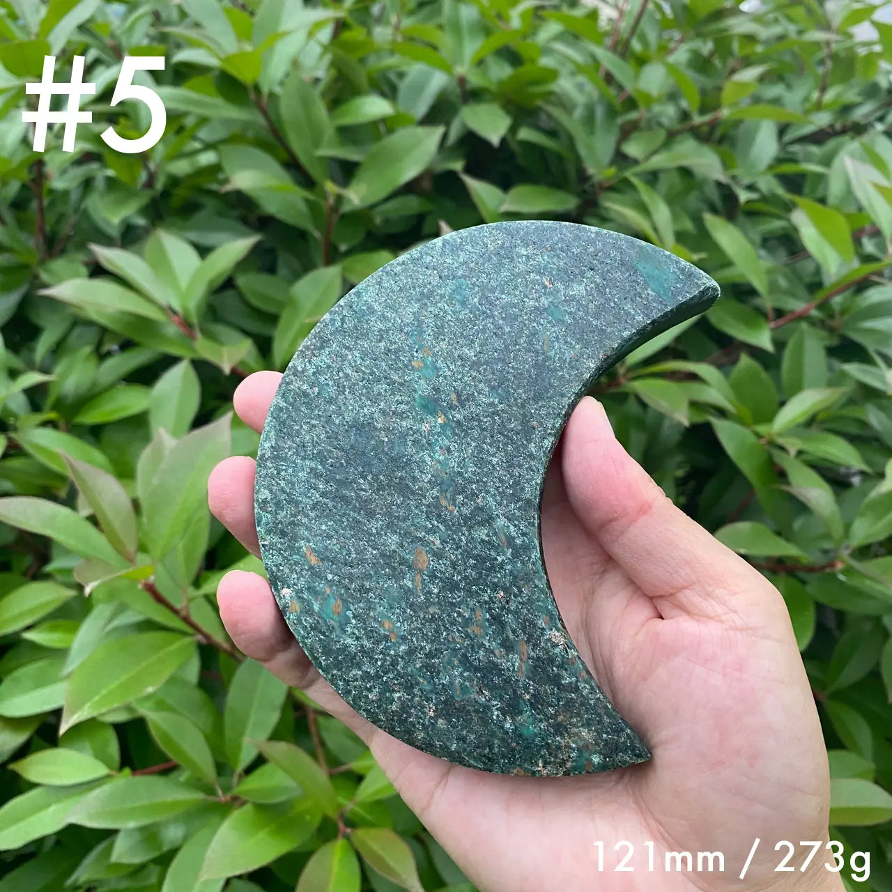 Natural Green Mica Moon Carving