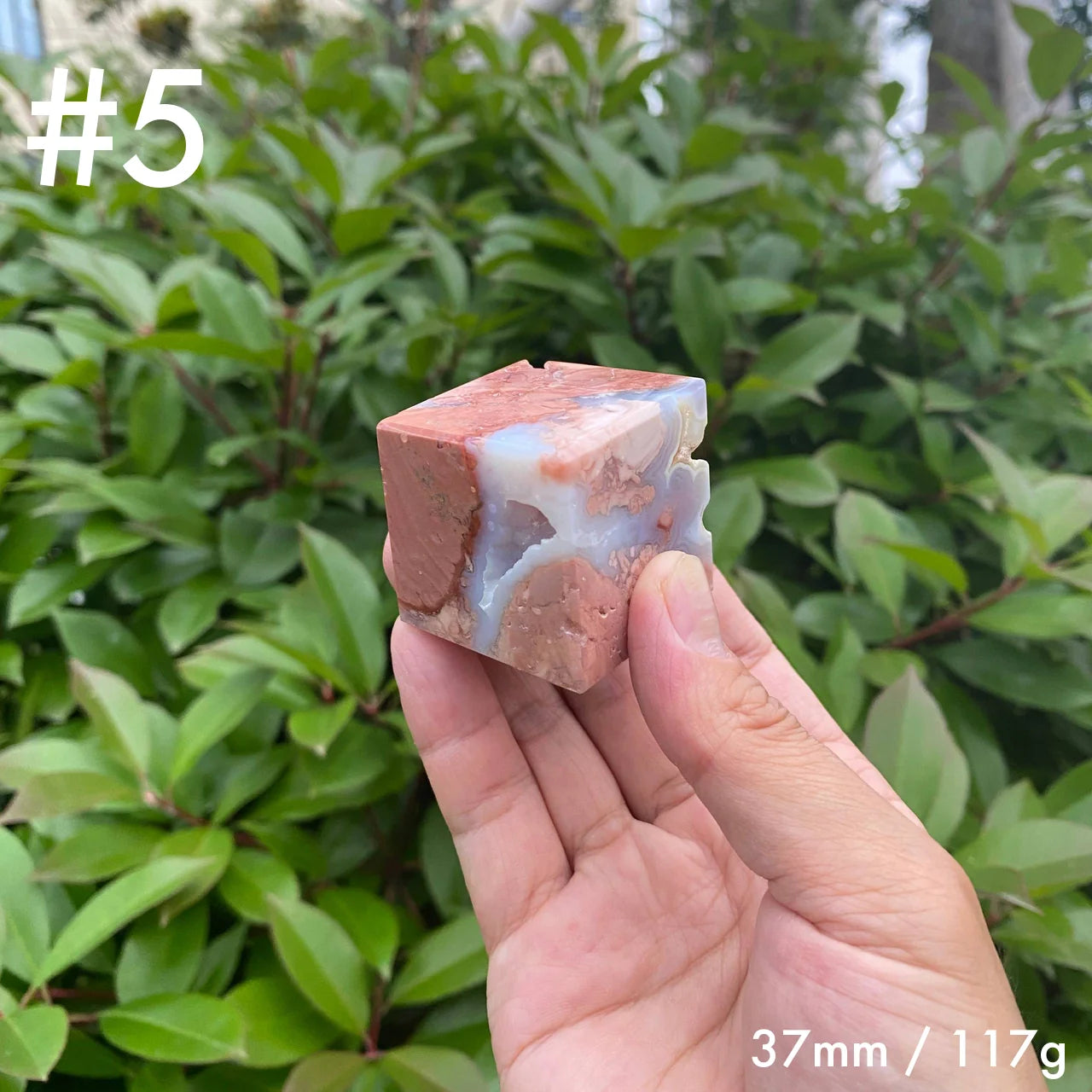 Natural Pink Agate Cube Carving