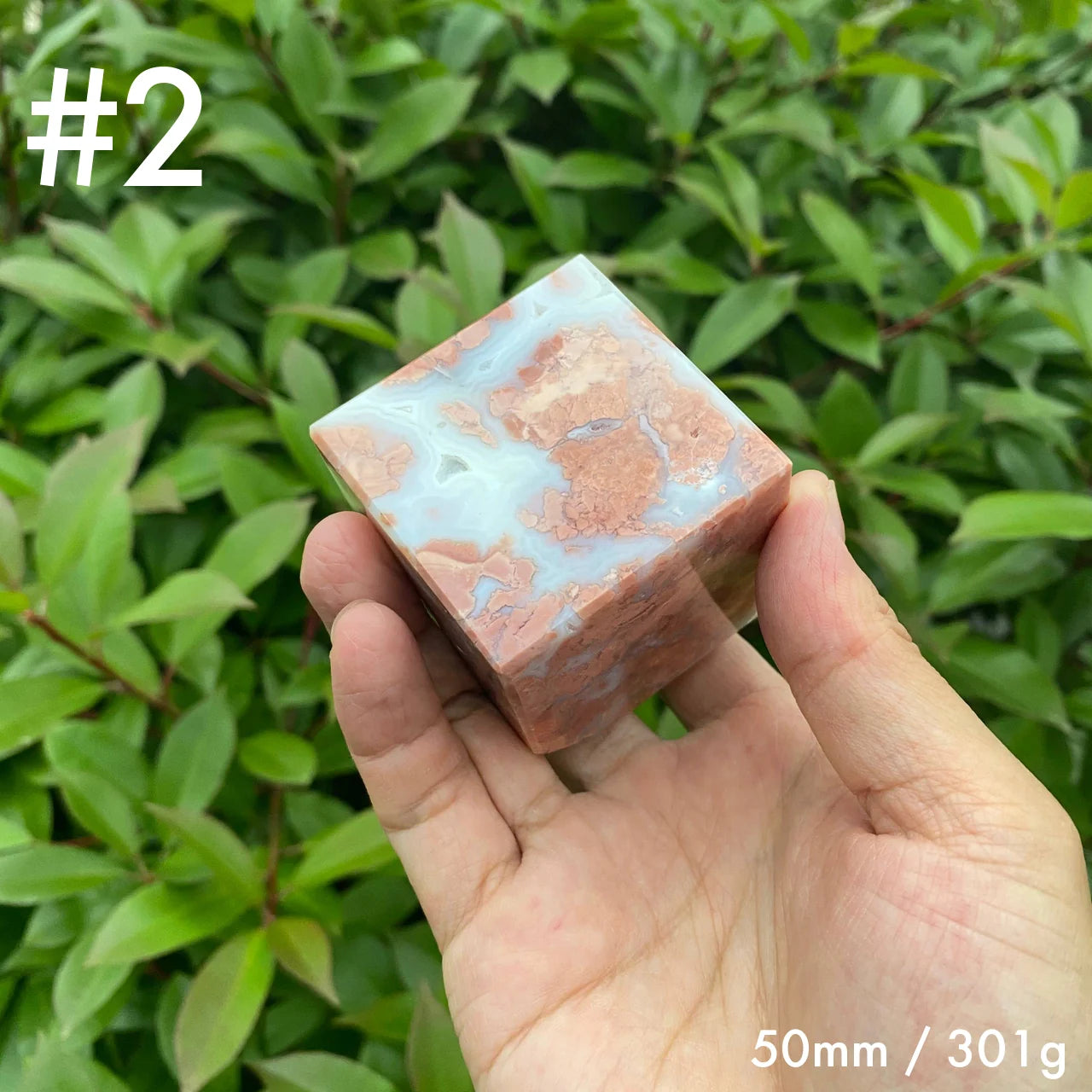 Natural Pink Agate Cube Carving
