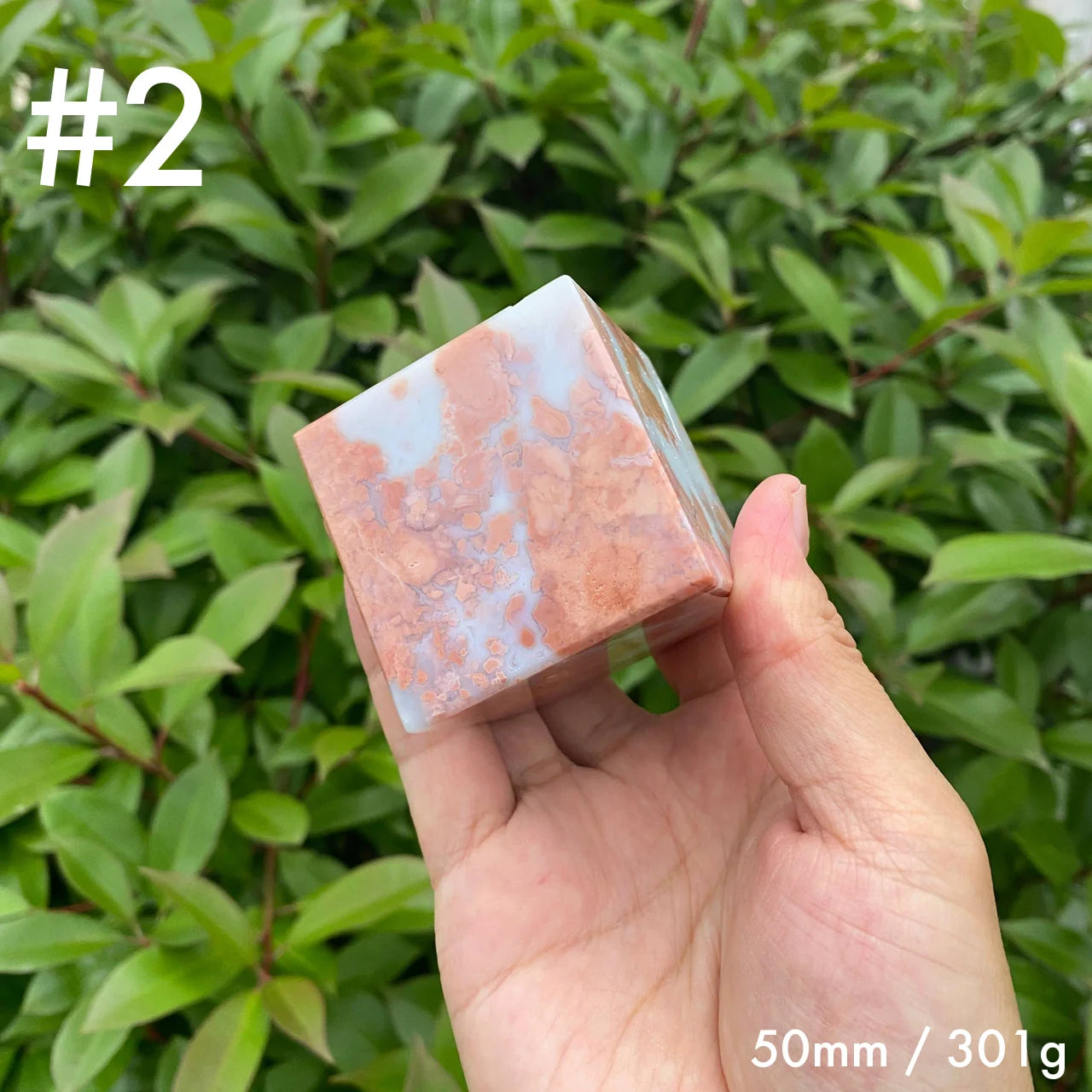 Natural Pink Agate Cube Carving