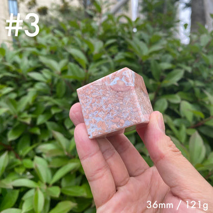 Natural Pink Agate Cube Carving