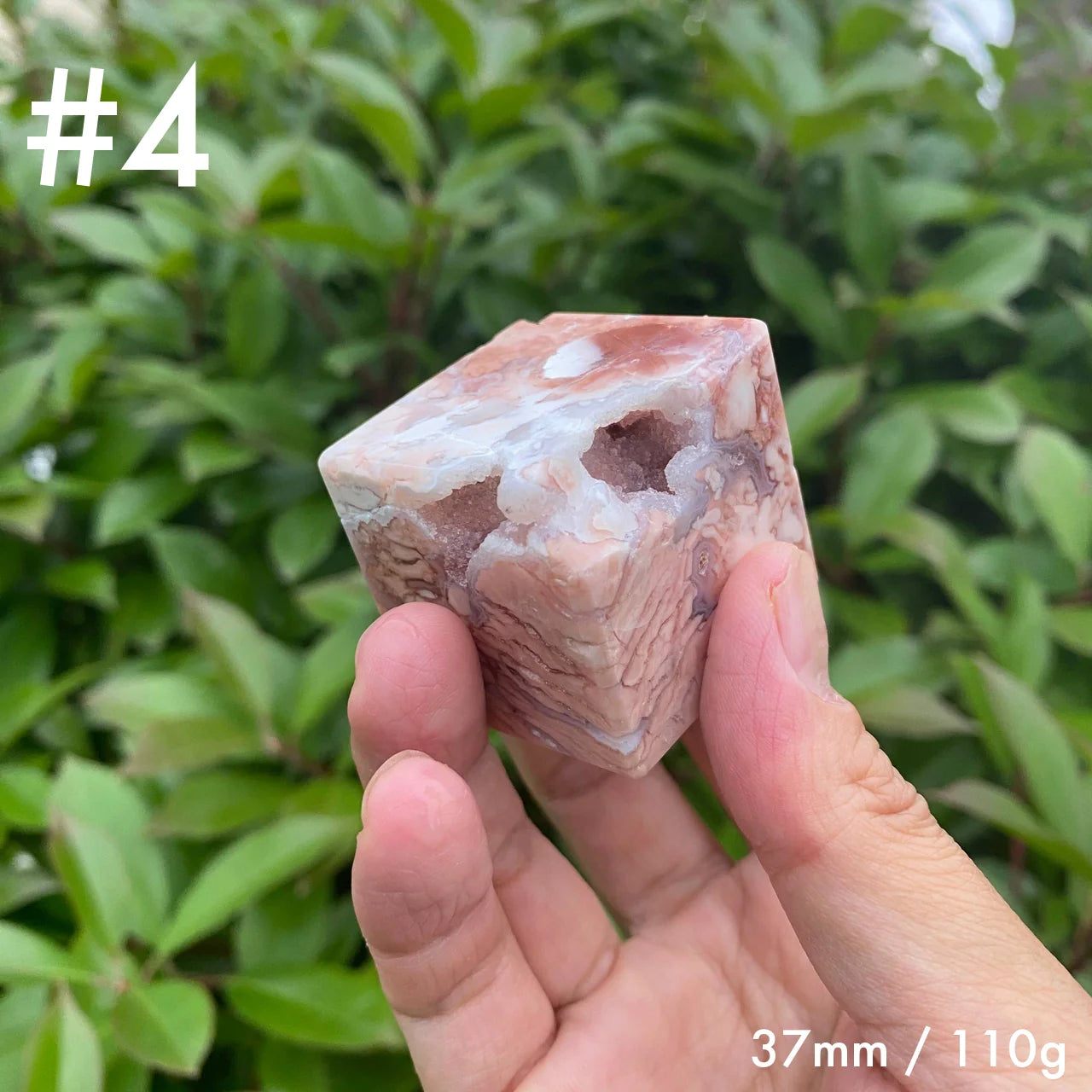 Natural Pink Agate Cube Carving