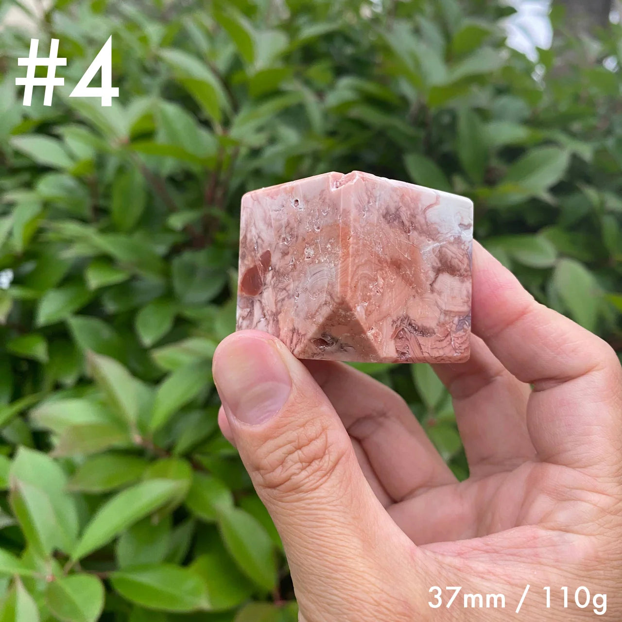 Natural Pink Agate Cube Carving