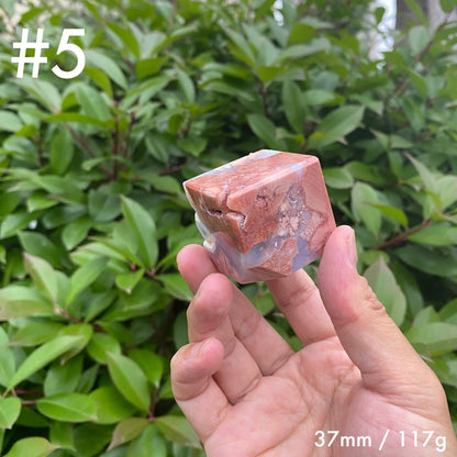 Natural Pink Agate Cube Carving