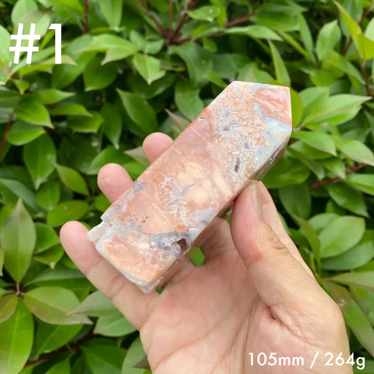 Natural Pink Agate Tower Carving