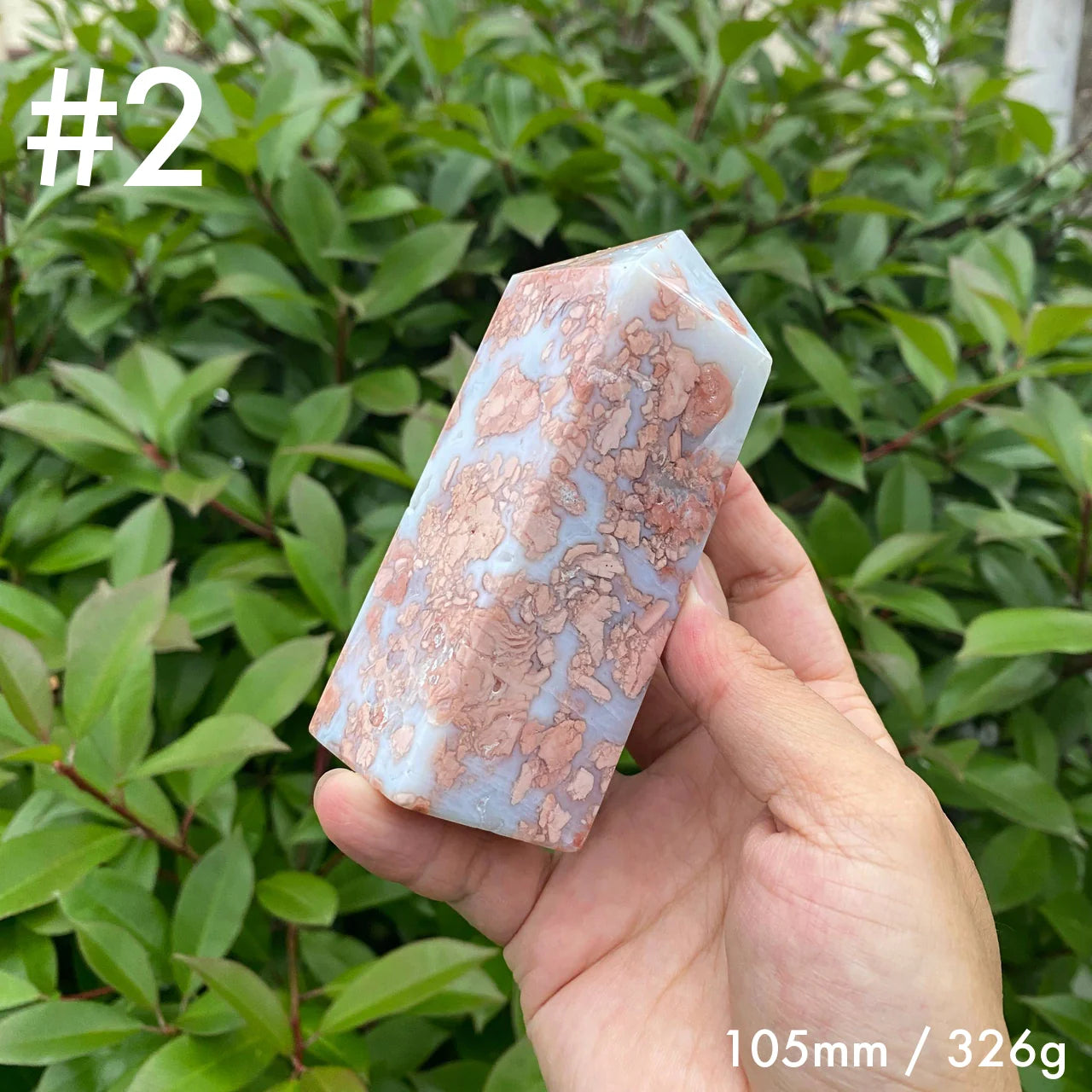 Natural Pink Agate Tower Carving