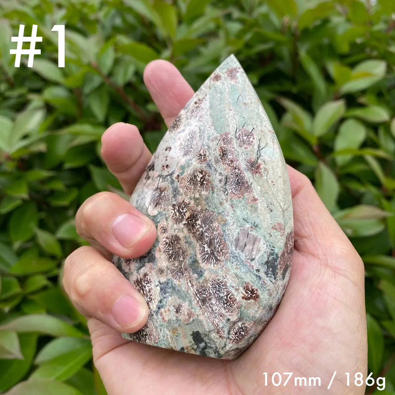 Natural Blue Fireworks Agate Teardrop Carving
