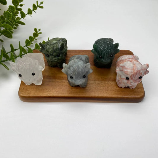 Natural Crystal Highland Cow Carving