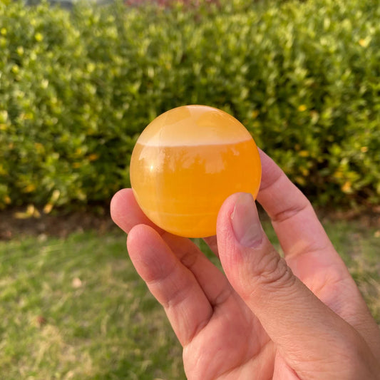 Natural Yellow Calcite Sphere Carving